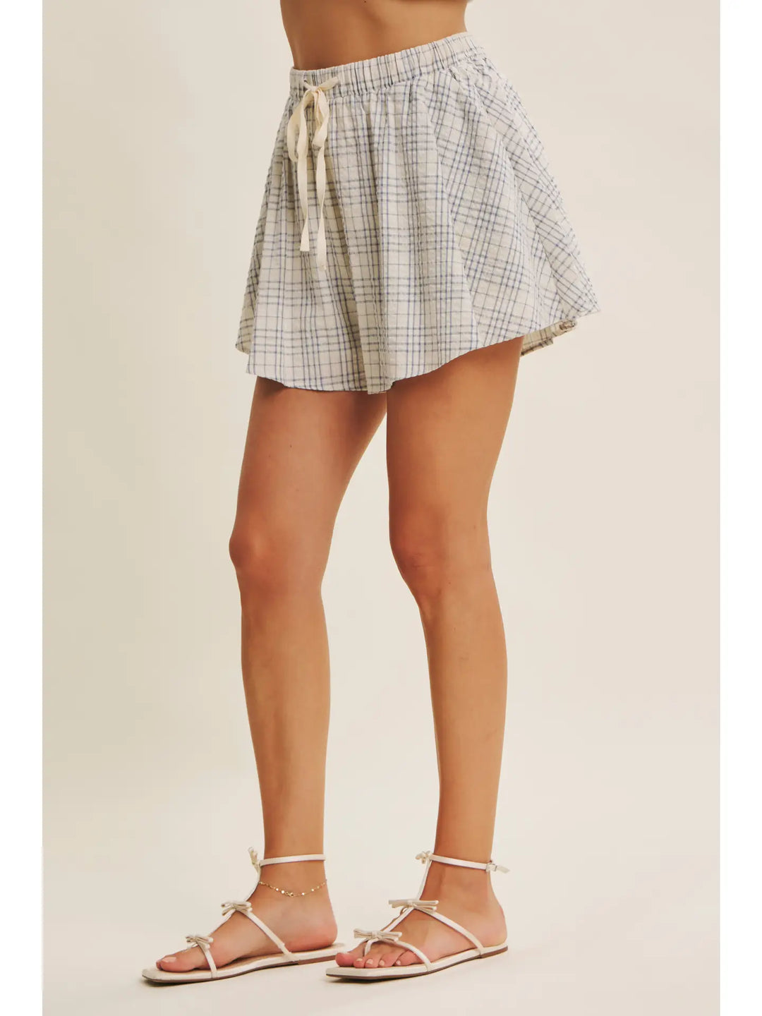 CHECK SHORTS WITH DRAWSTRINGS