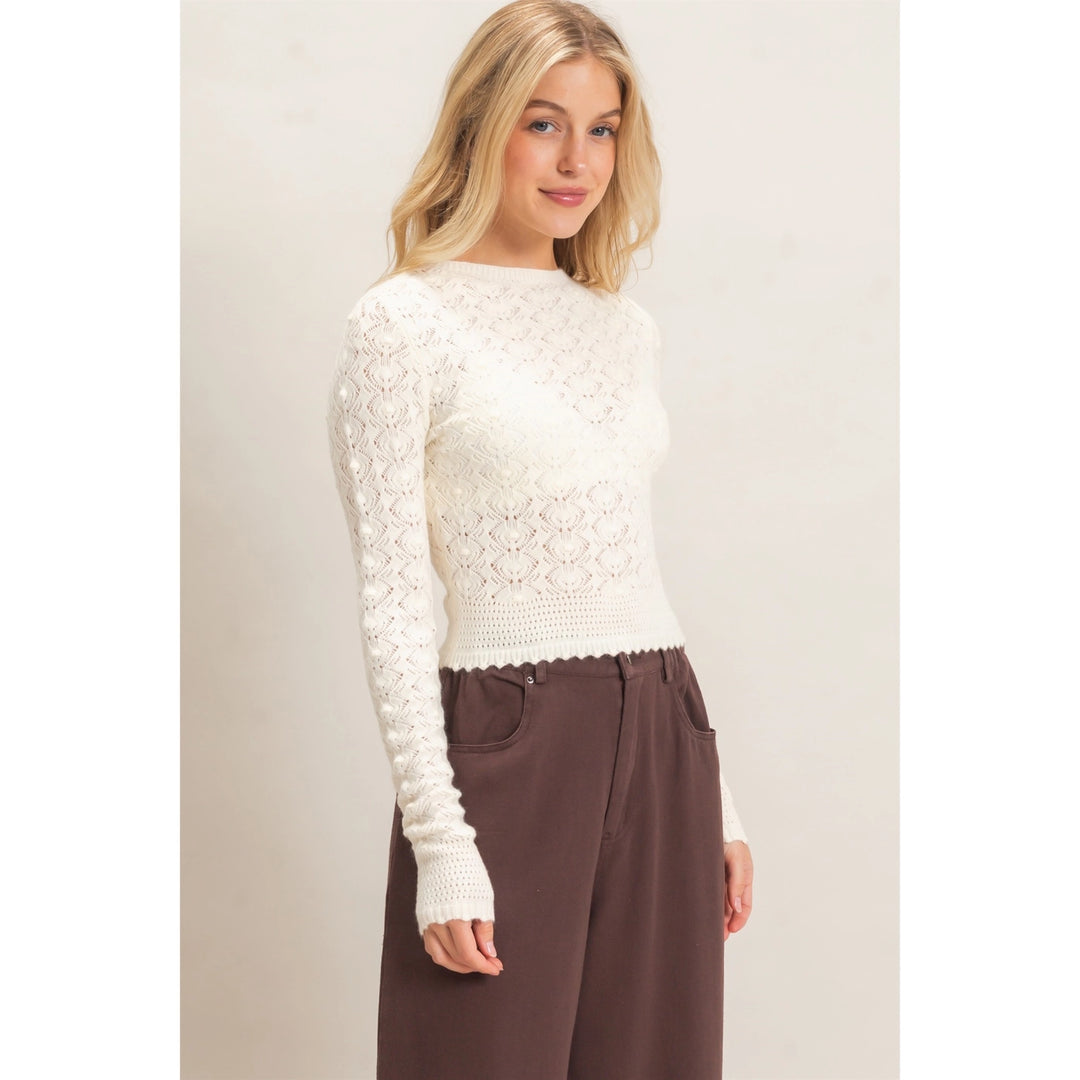 CROCHET SCALLOPED HEM SWEATER