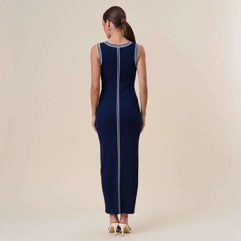 CENTER STRIPE SWEATER MAXI DRESS