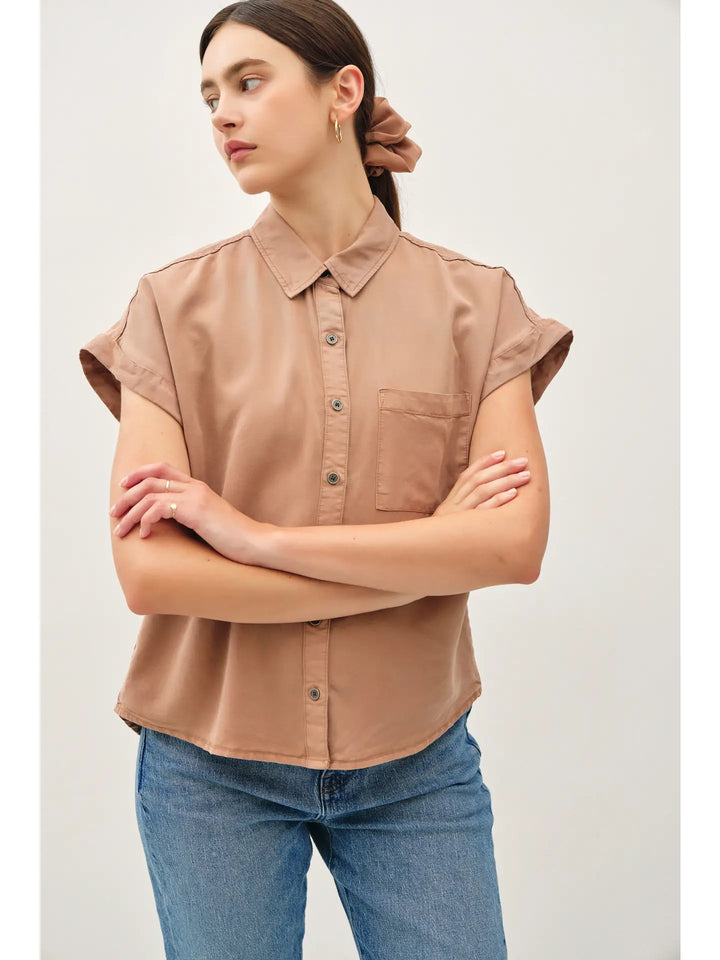TENCEL DOLMAN SLEEVE BUTTON DOWN SHIRT