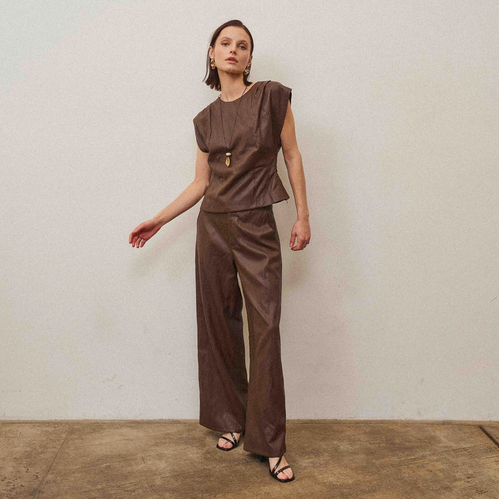 VEGAN LEATHER TOP &amp; PANTS SET