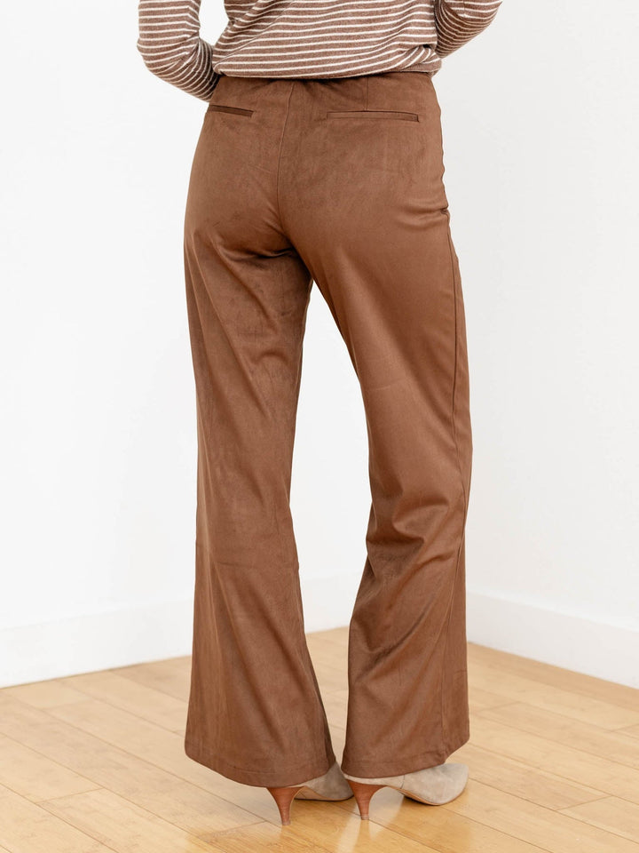 SUEDE HIGH WAIST FLAIR PANTS