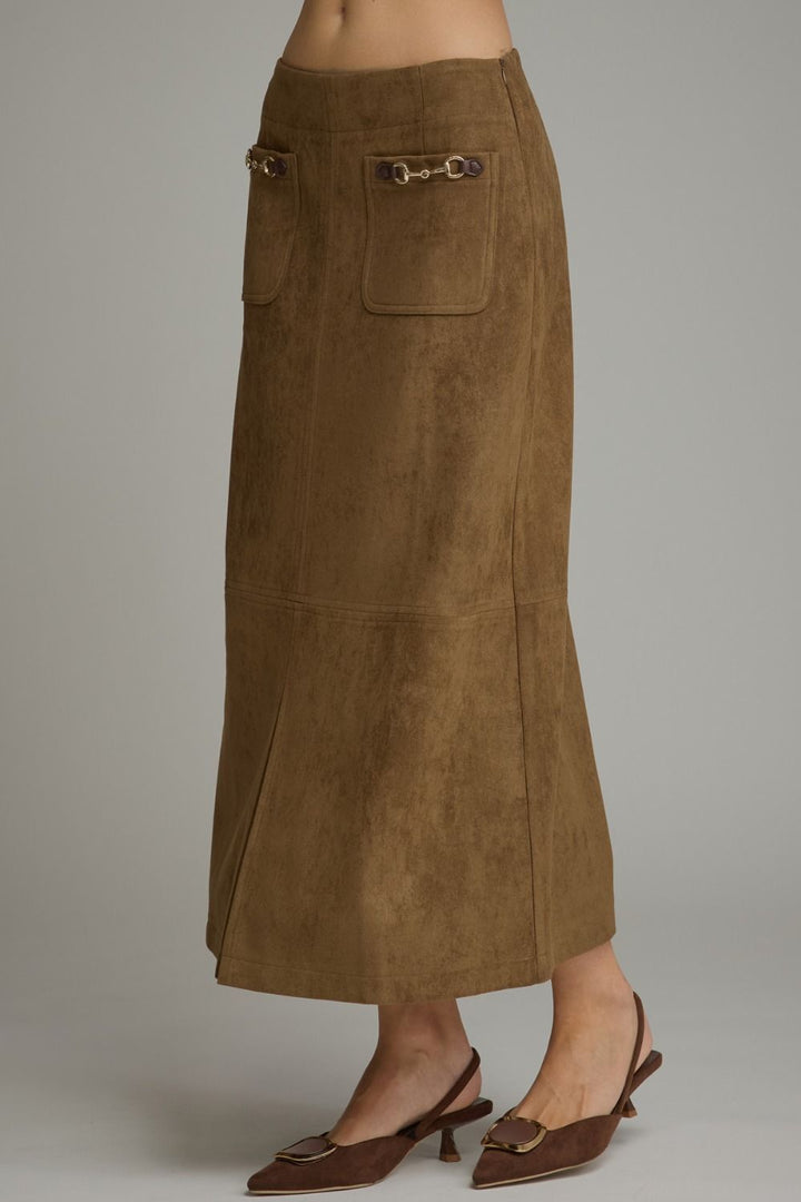 SOLID MIDI SKIRT WITH FRONT SLIT