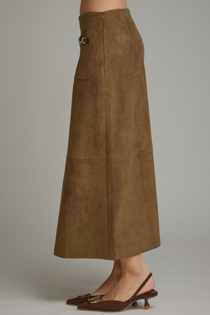SOLID MIDI SKIRT WITH FRONT SLIT