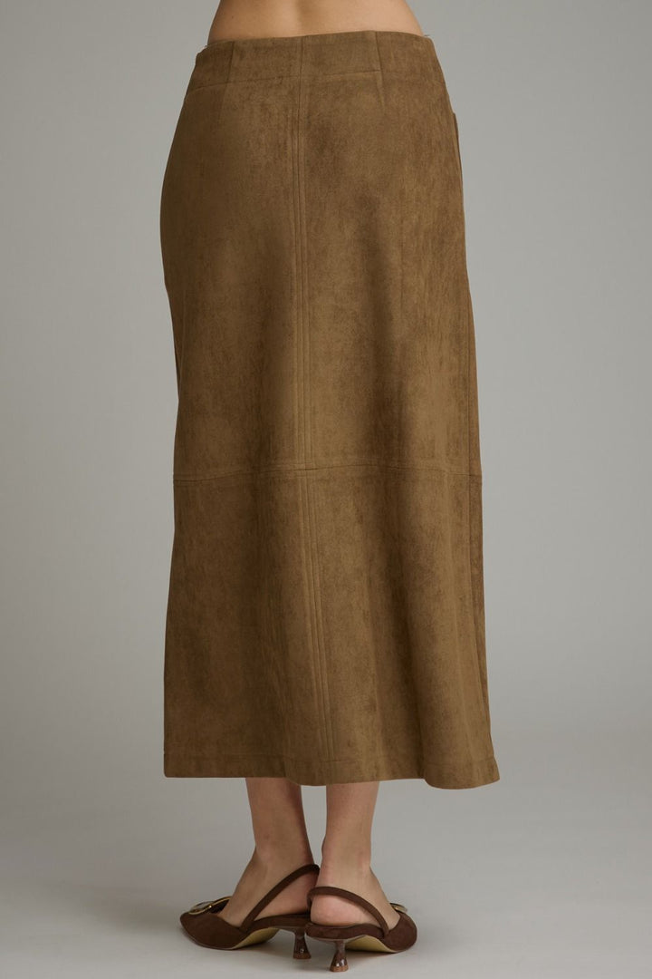 SOLID MIDI SKIRT WITH FRONT SLIT
