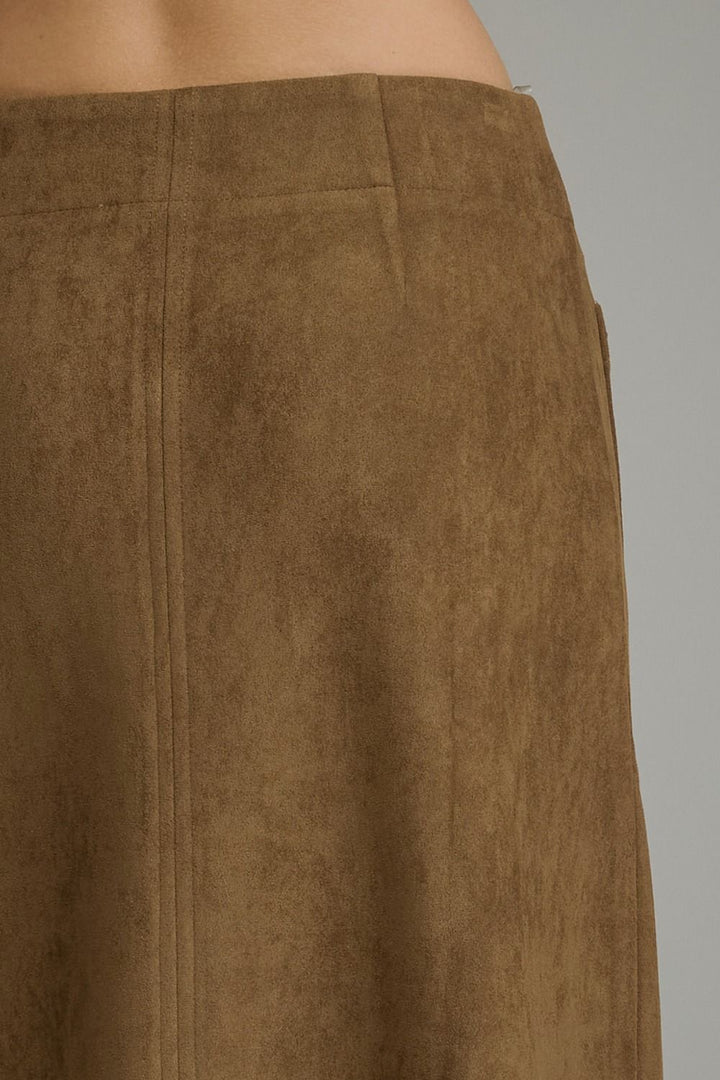 SOLID MIDI SKIRT WITH FRONT SLIT