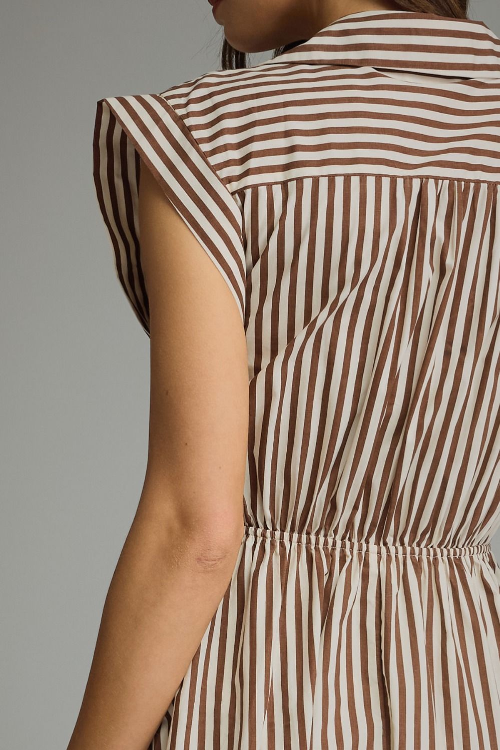 STRIPED CAP SLEEVE MIDI DRESS