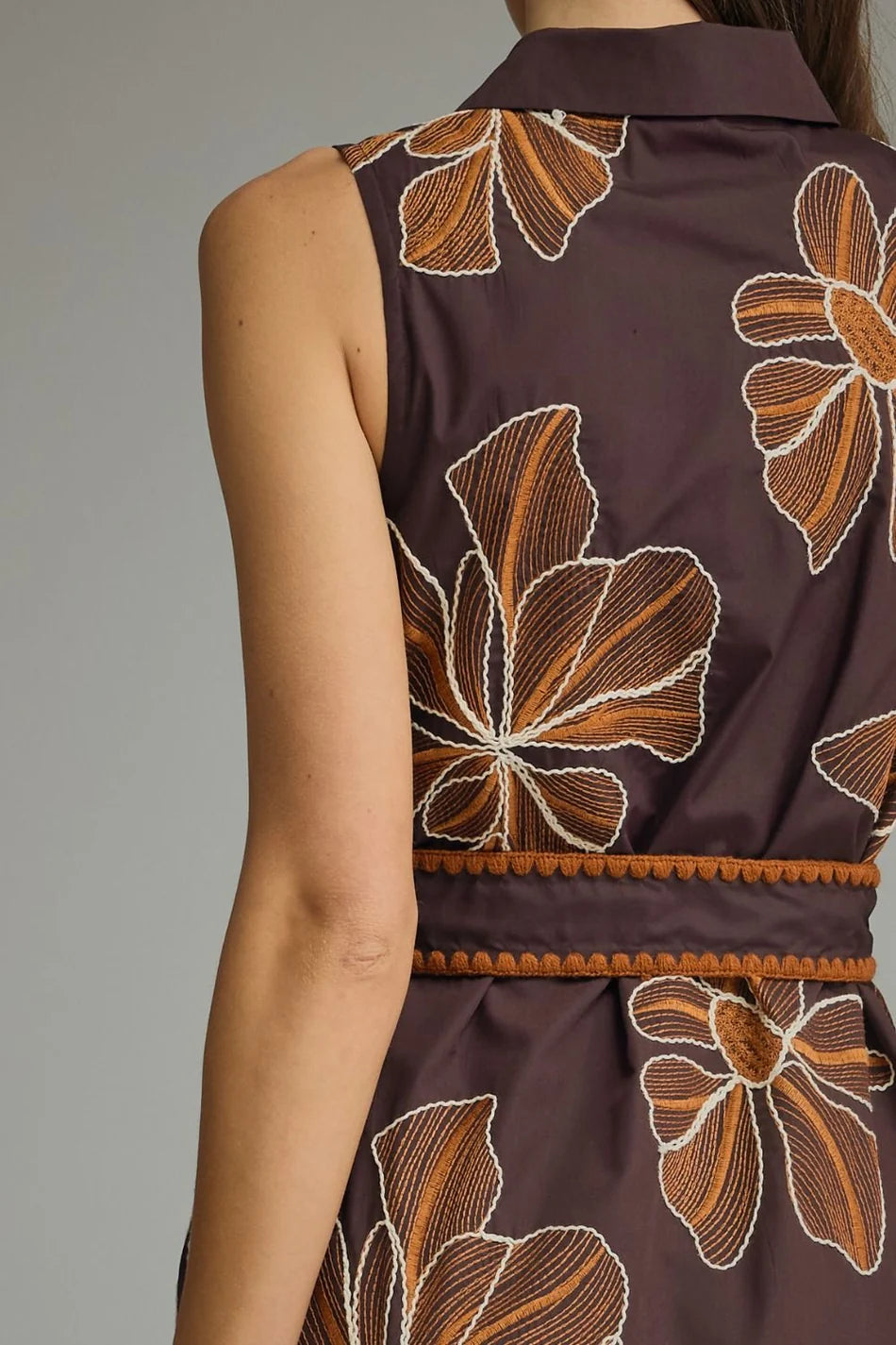 FLORAL EMBROIDERED SLEEVELESS MINI DRESS