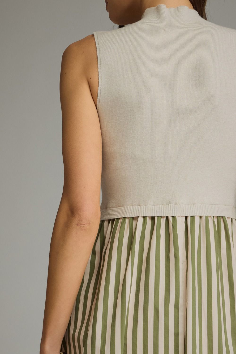 SOLID MOCK NECK SLEEVELESS MIDI DRESS