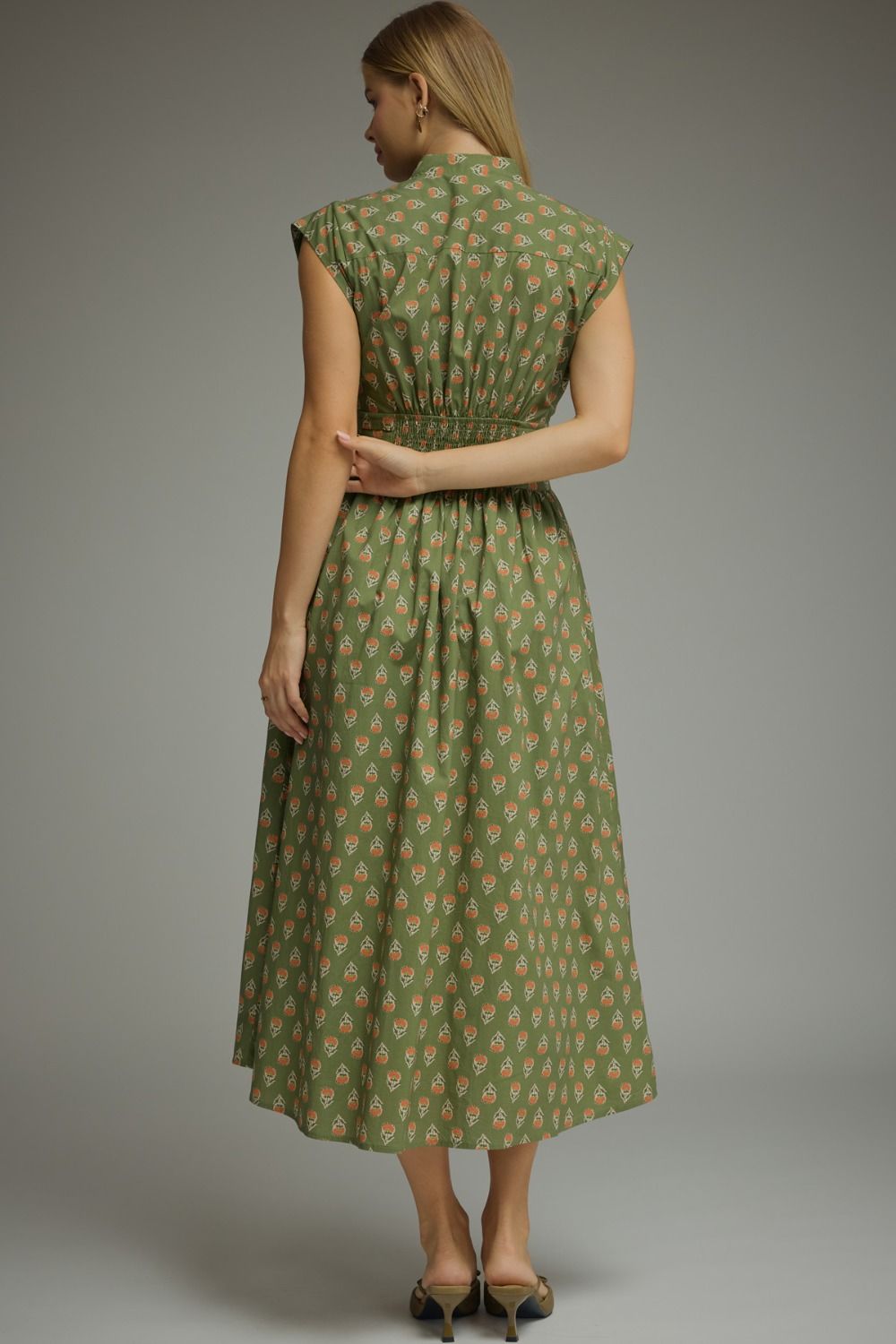 GEO PRINT SLEEVELESS MIDI DRESS