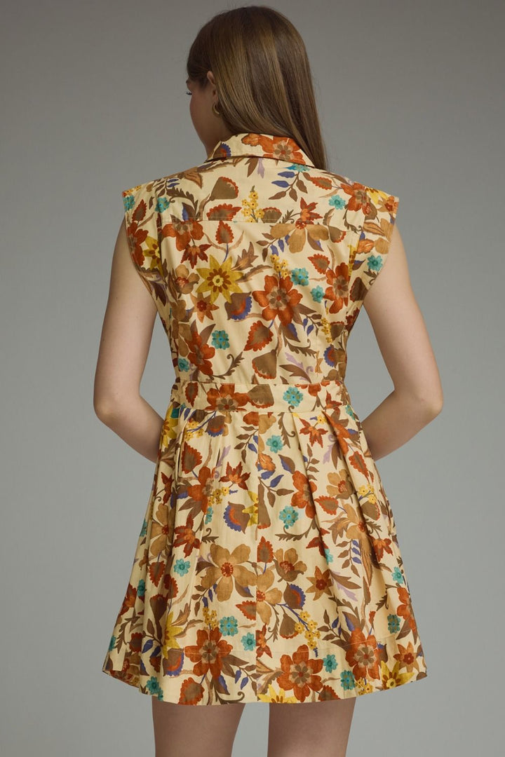 FLORAL SLEEVELESS MINI DRESS