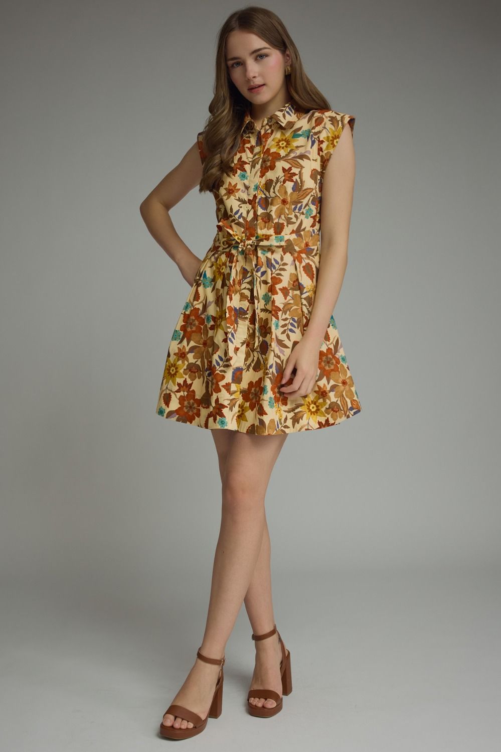 FLORAL SLEEVELESS MINI DRESS