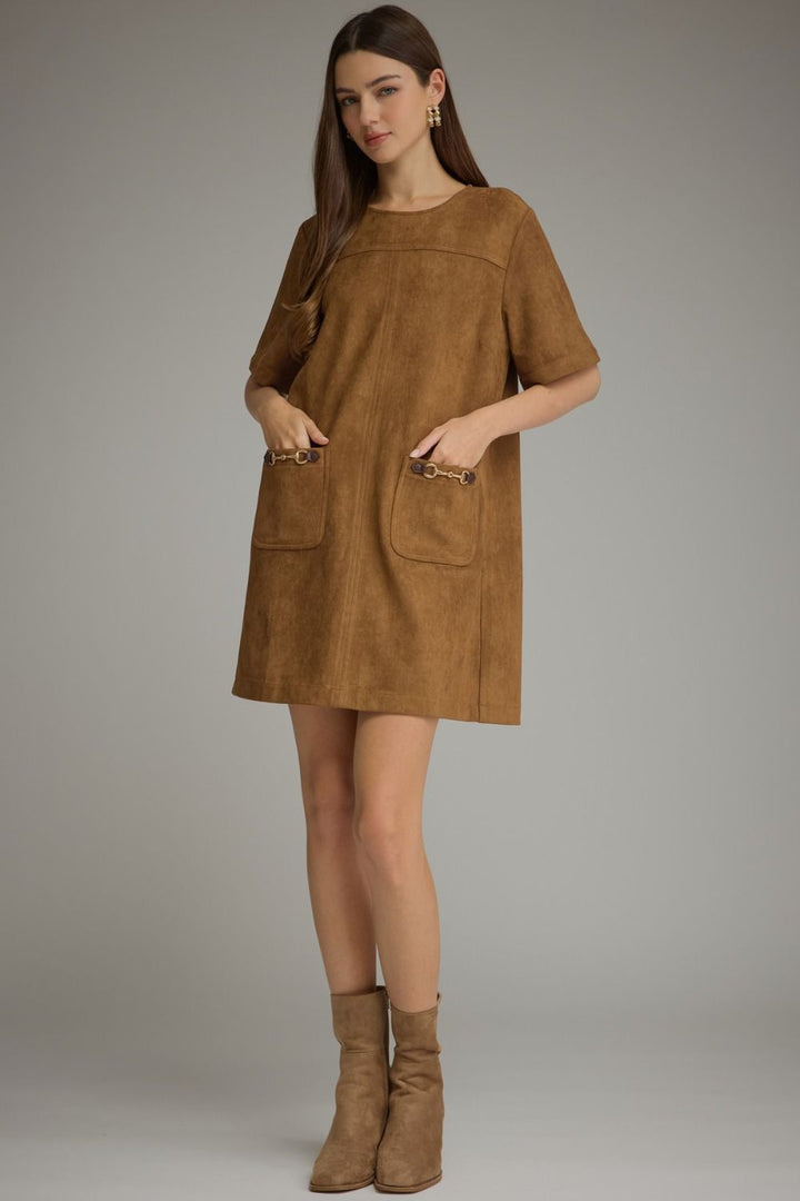 SOLID SHORT SLEEVE MINI DRESS