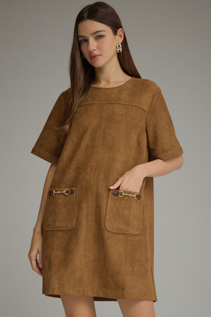 SOLID SHORT SLEEVE MINI DRESS