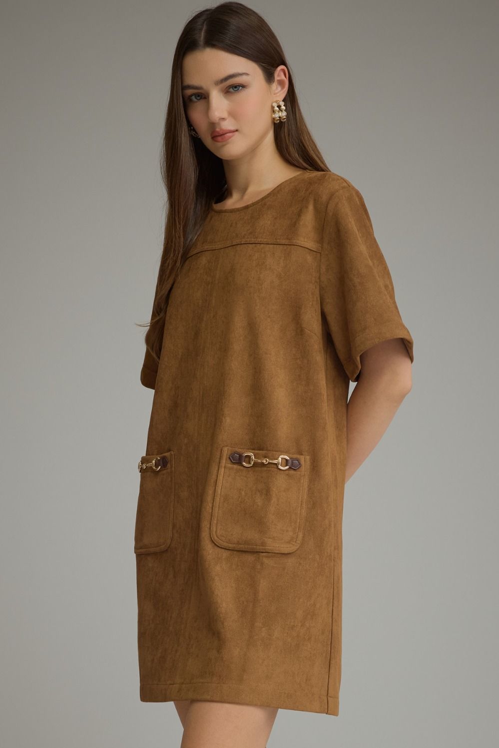 SOLID SHORT SLEEVE MINI DRESS