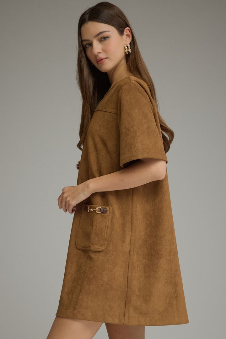 SOLID SHORT SLEEVE MINI DRESS