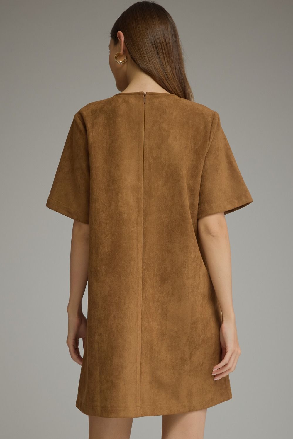SOLID SHORT SLEEVE MINI DRESS