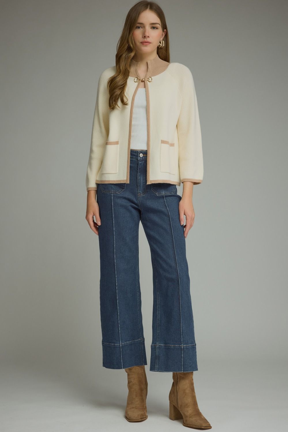 SOLID LONG SLEEVE KNIT JACKET