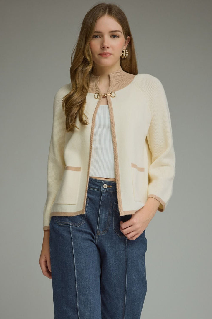 SOLID LONG SLEEVE KNIT JACKET