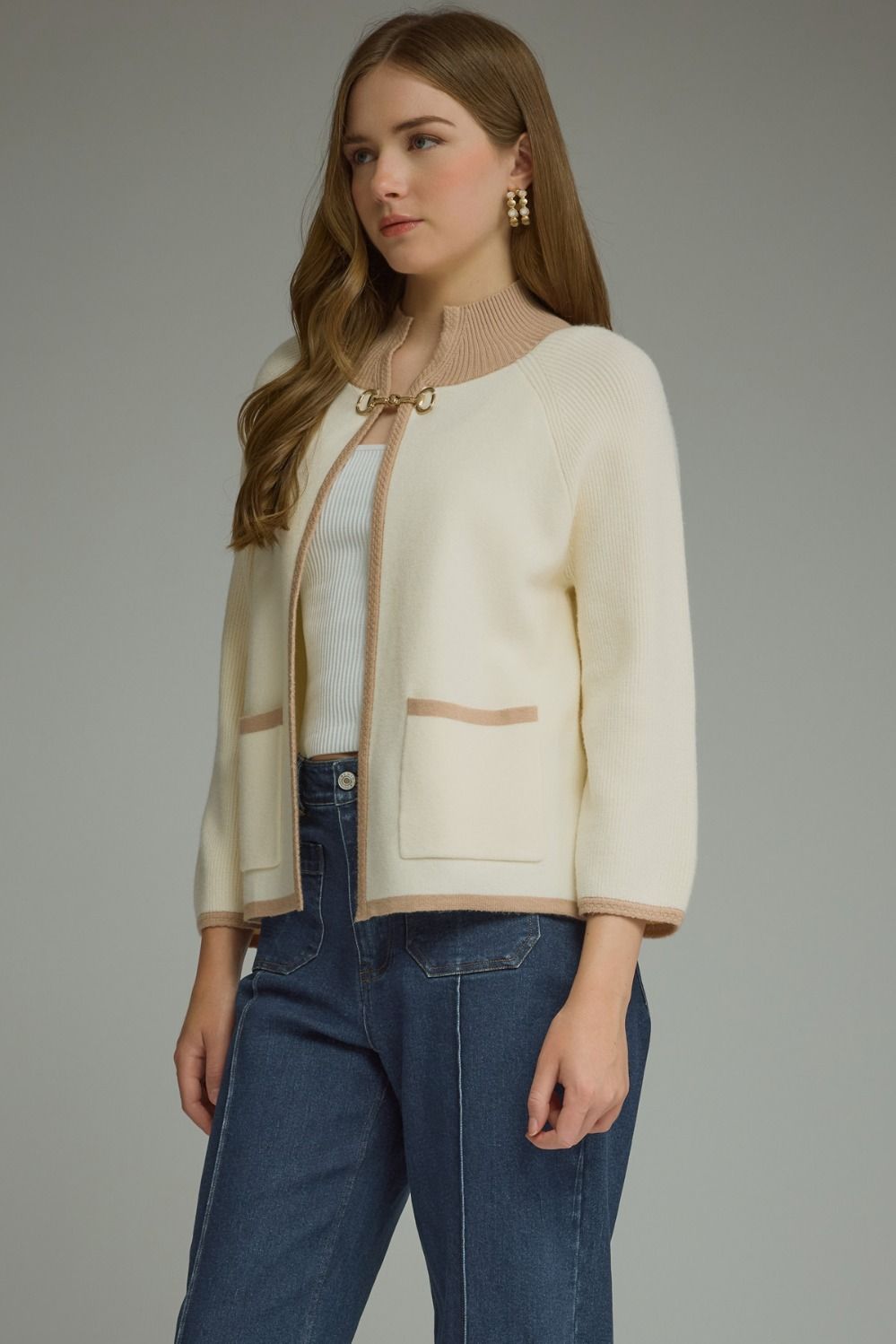 SOLID LONG SLEEVE KNIT JACKET
