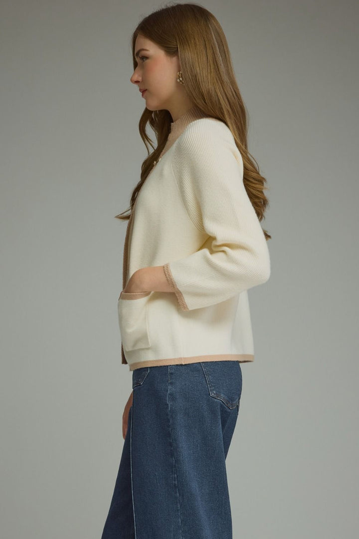 SOLID LONG SLEEVE KNIT JACKET
