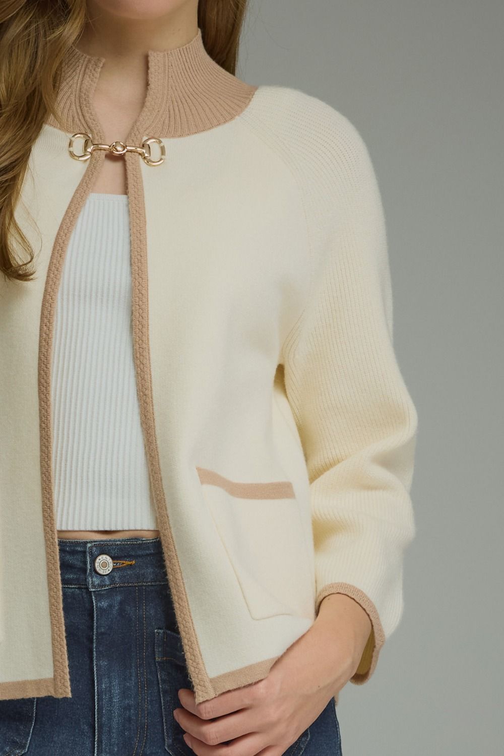 SOLID LONG SLEEVE KNIT JACKET