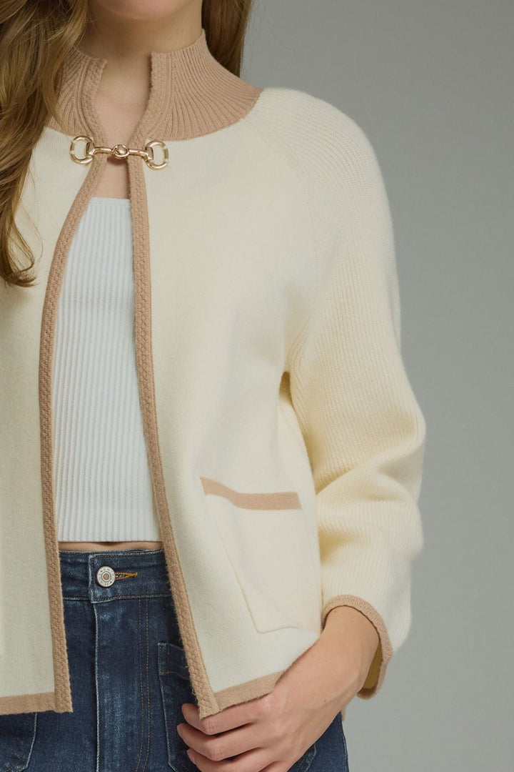 SOLID LONG SLEEVE KNIT JACKET