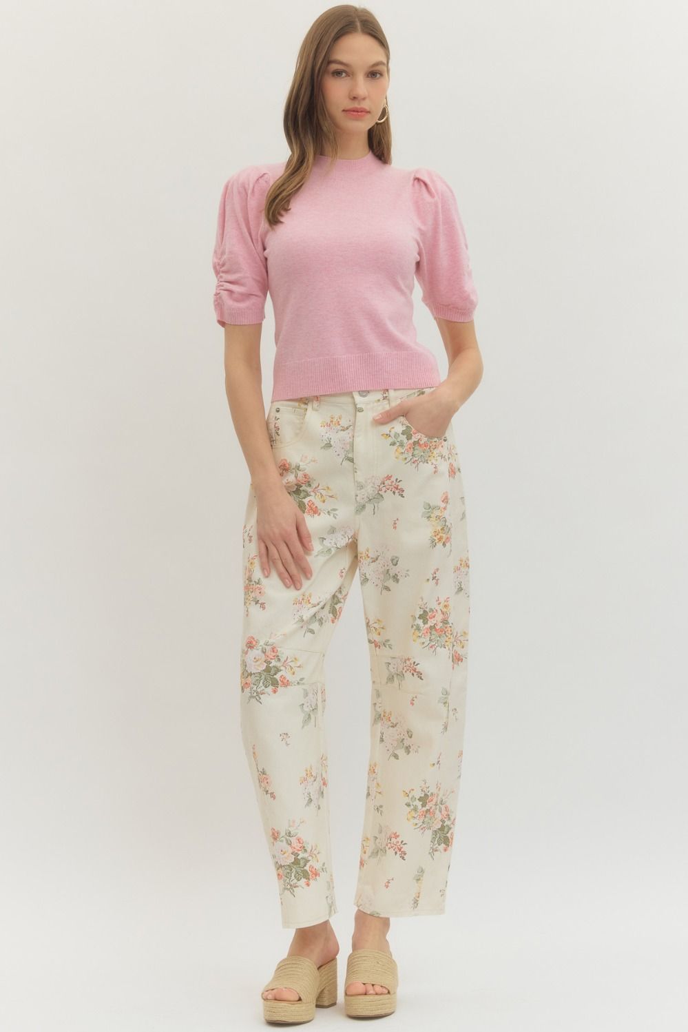 PUFF SHORT SLEEVE KNIT TOP