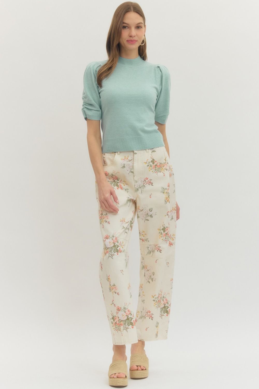 PUFF SHORT SLEEVE KNIT TOP