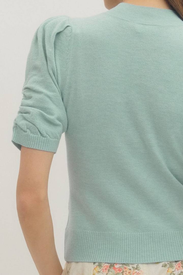 PUFF SHORT SLEEVE KNIT TOP
