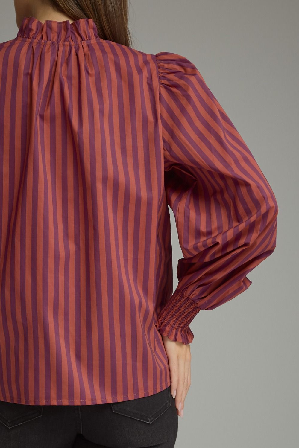 STRIPE LONG PUFF SLEEVE TOP