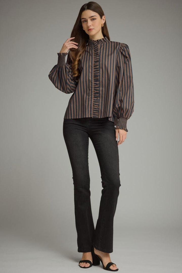 STRIPE LONG PUFF SLEEVE TOP