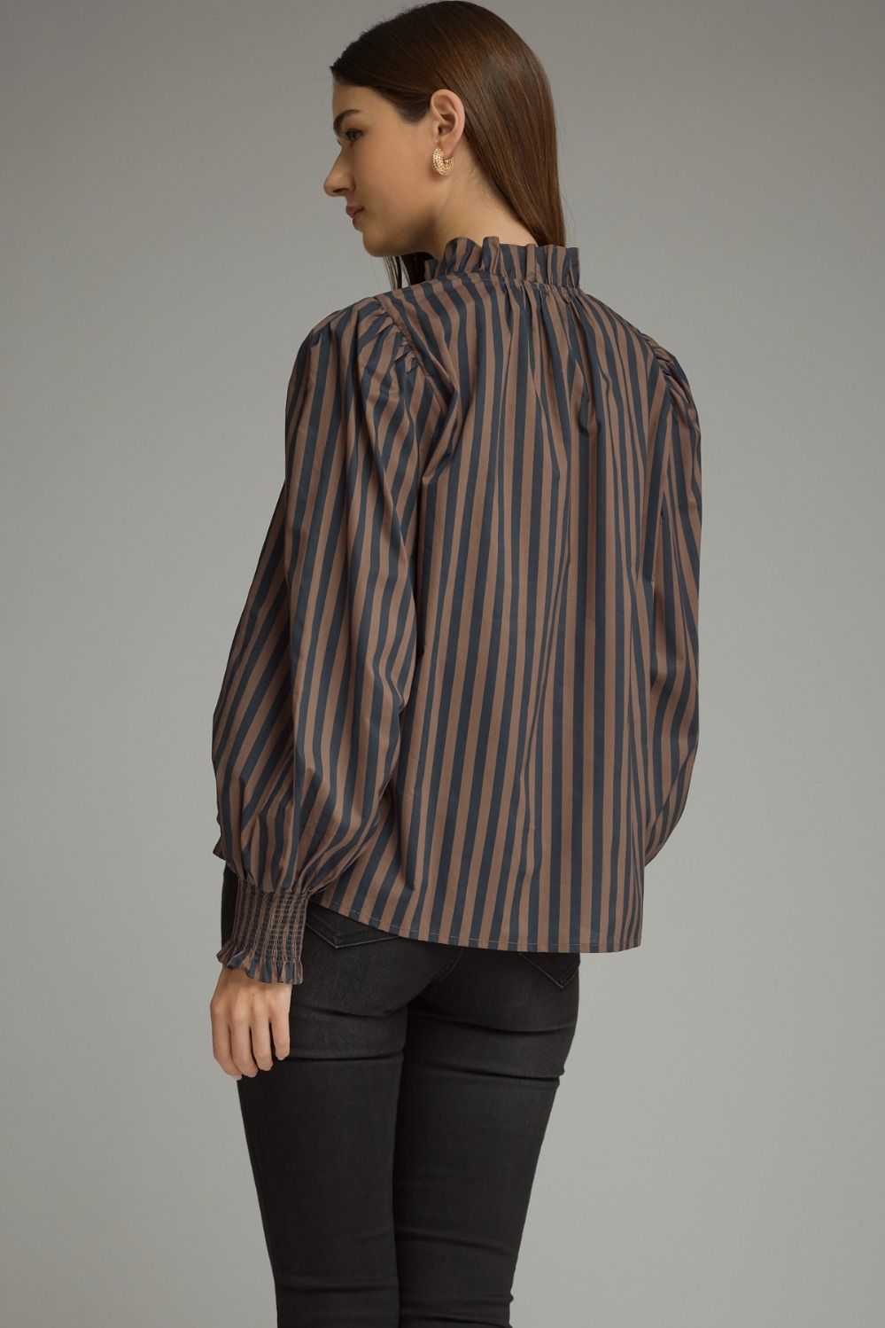 STRIPE LONG PUFF SLEEVE TOP