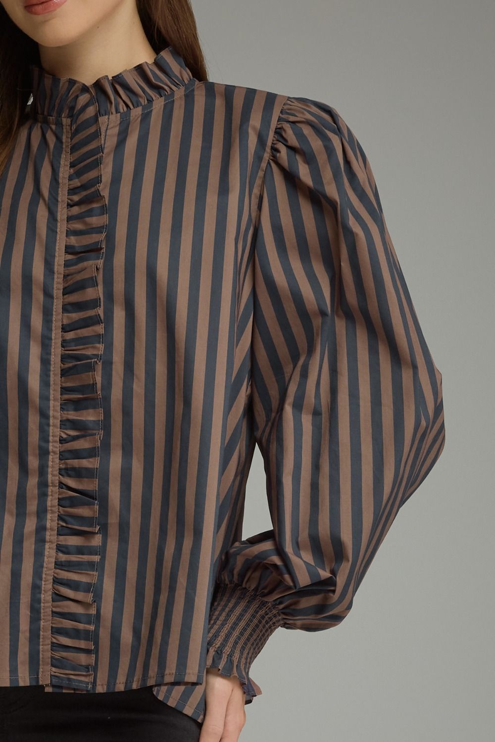 STRIPE LONG PUFF SLEEVE TOP