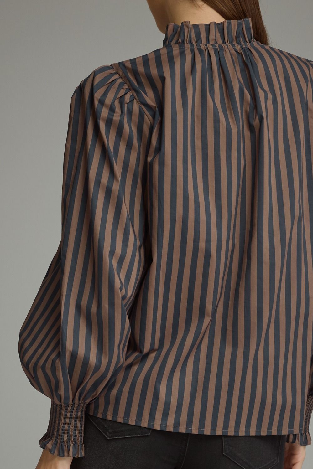 STRIPE LONG PUFF SLEEVE TOP