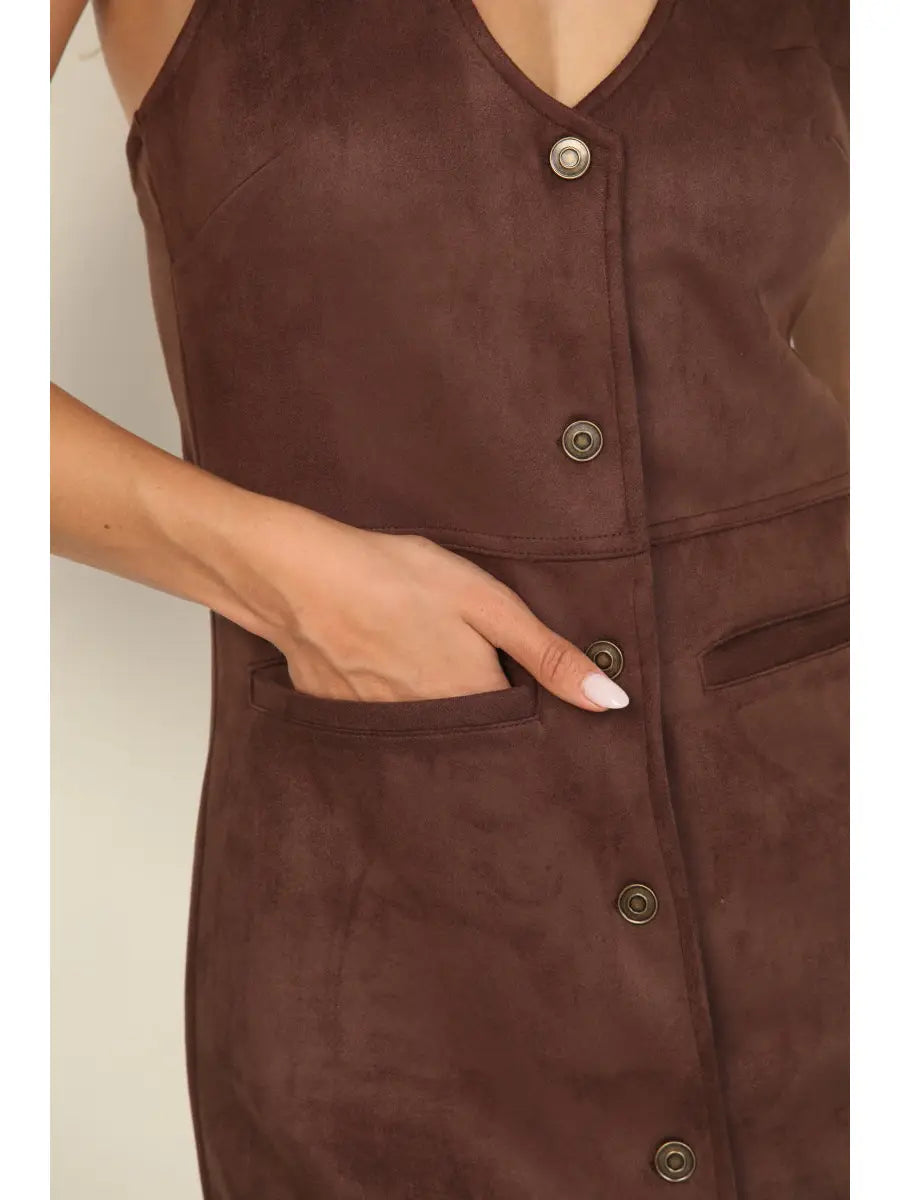 HALTER NECK BUTTON UP MINI DRESS