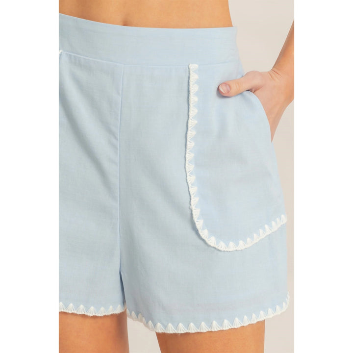 SCALLOP TRIM HIGH-WAISTED SHORTS