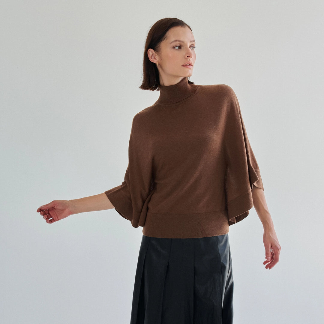 TURTLENECK HALF SLEEVE SWEATER