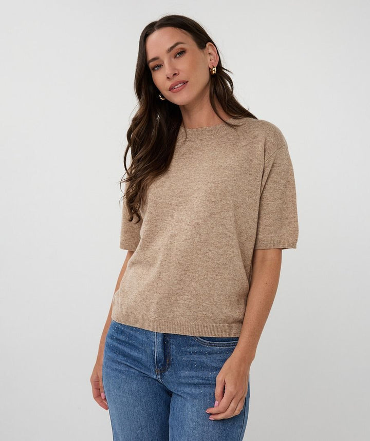 SHORT SLEEVE WOOL SWEATER