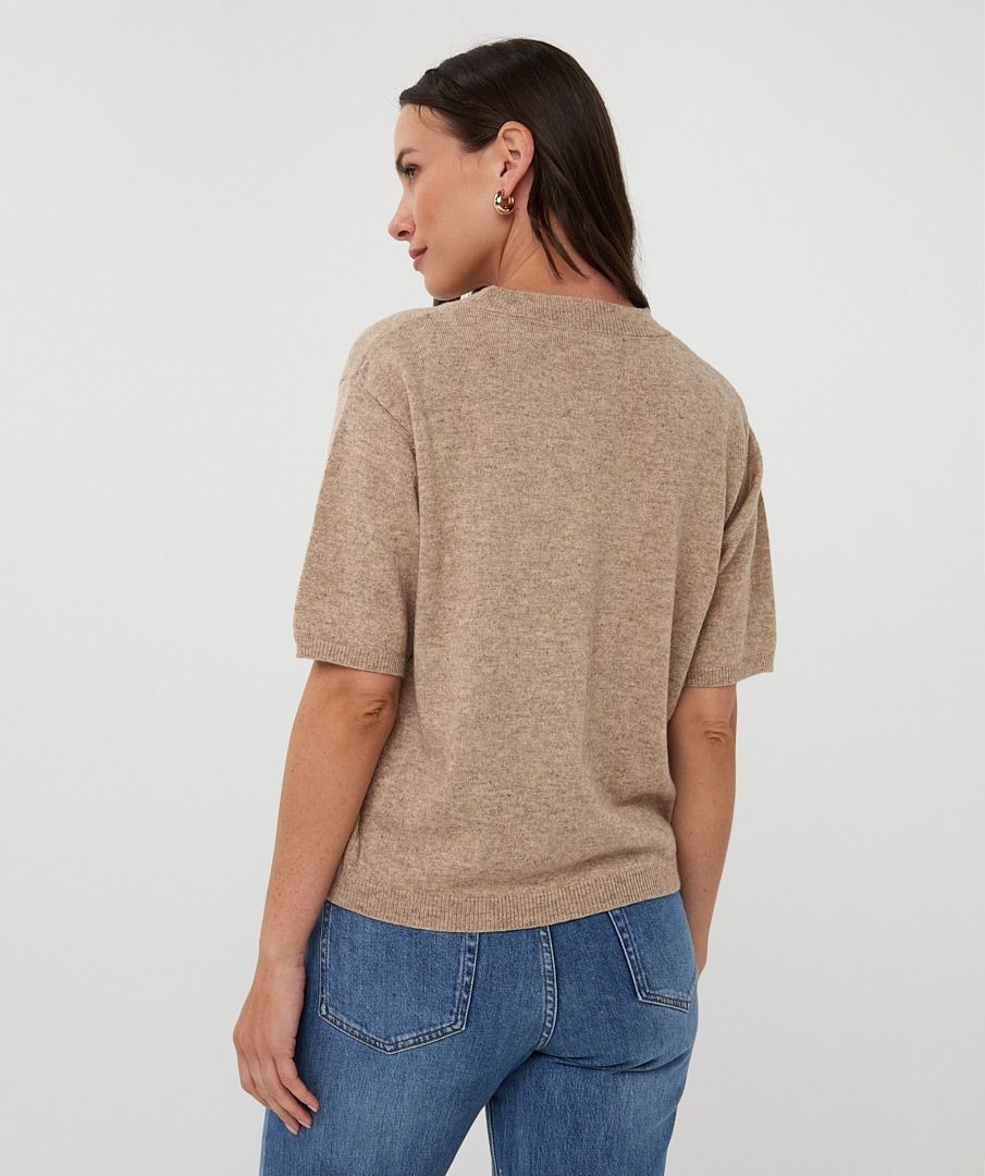 SHORT SLEEVE WOOL SWEATER
