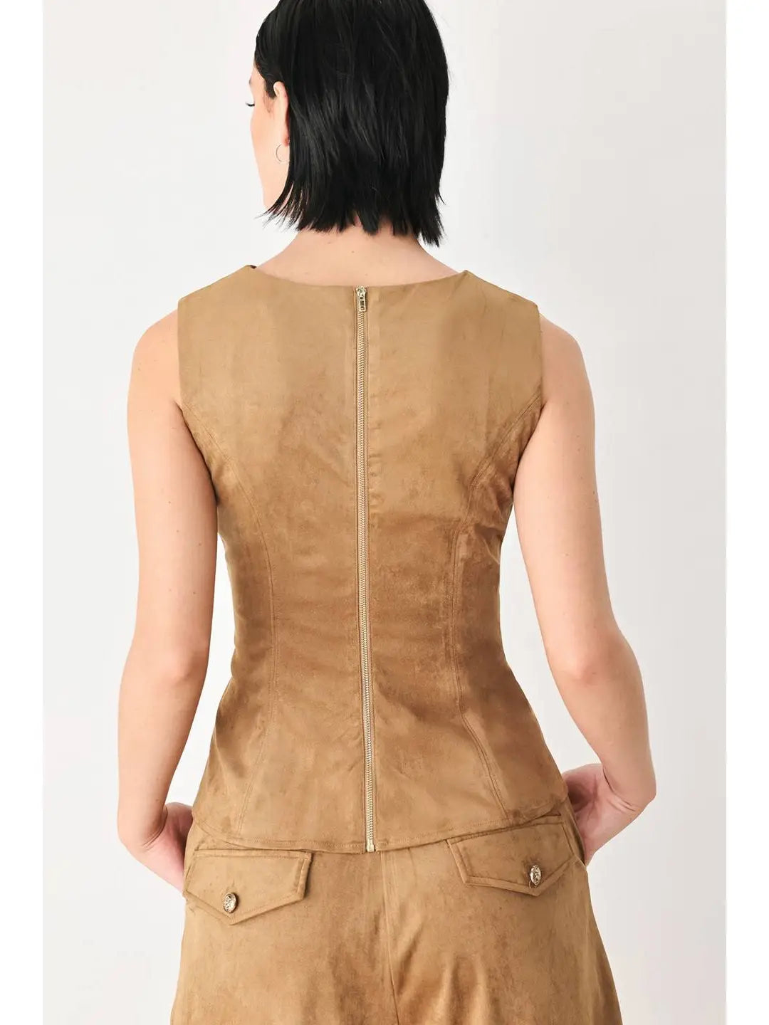 FAUX SUEDE TOP