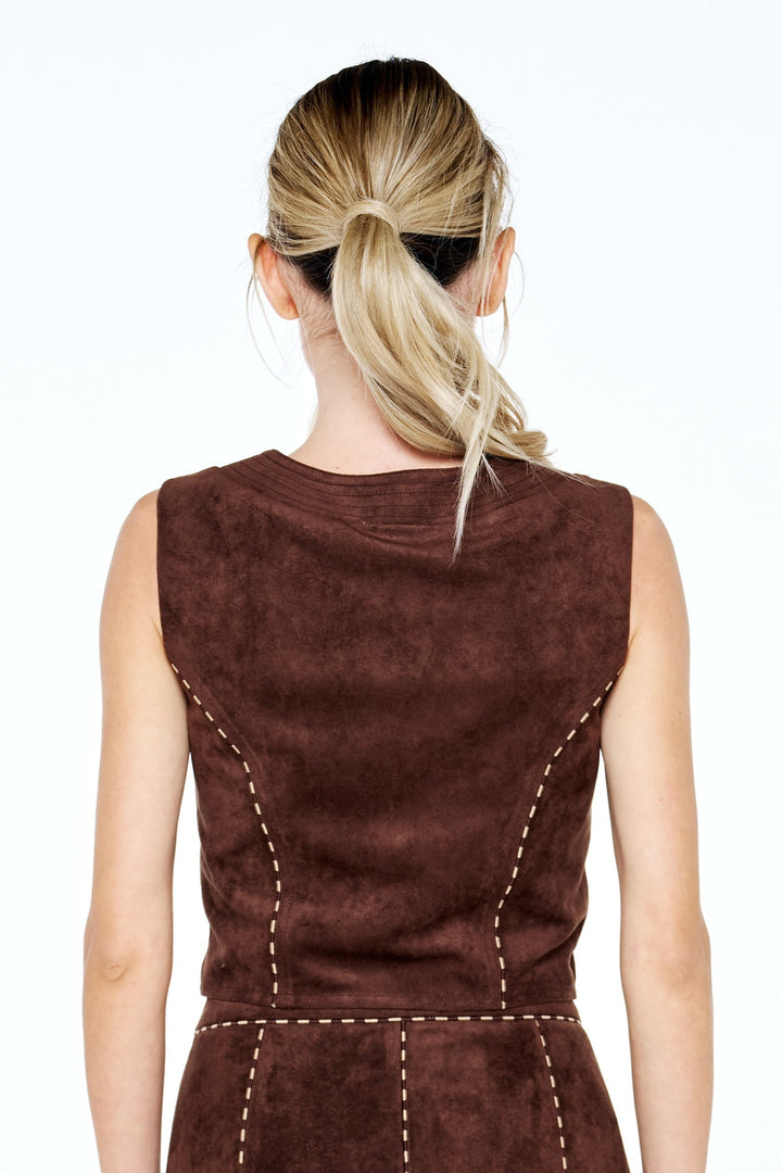 Akia Suede Button-Down Top