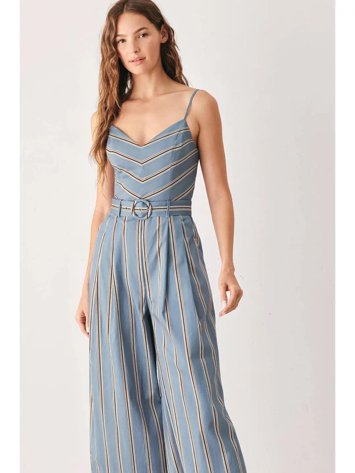STRIPED WOVEN JUMPSUIT
