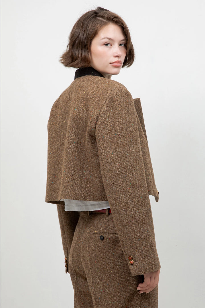 TEXTURED TWEED CROPPED JACKET