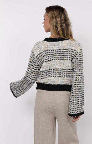ELLINGTON MIXED YARN BELL SLEEVE SWEATER