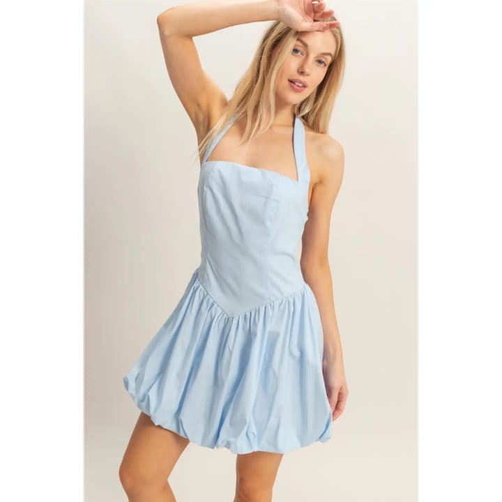 HALTER BUBBLE HEM DRESS