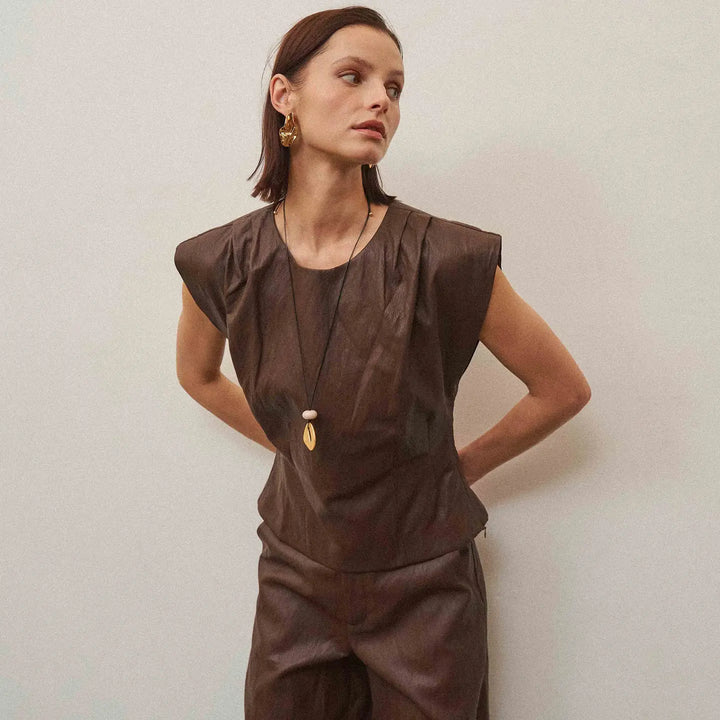 VEGAN LEATHER TOP &amp; PANTS SET