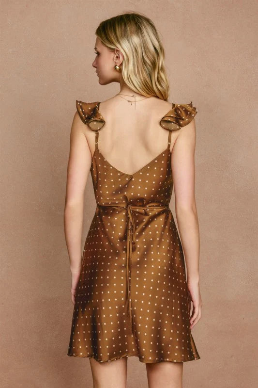 DOT DARLING FLUTTER SLEEVES MINI DRESS