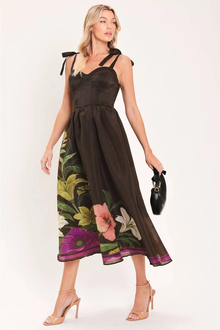 PRINTED WOVEN MIDI DRESS
