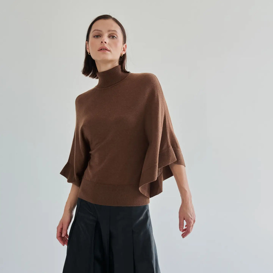 TURTLENECK HALF SLEEVE SWEATER